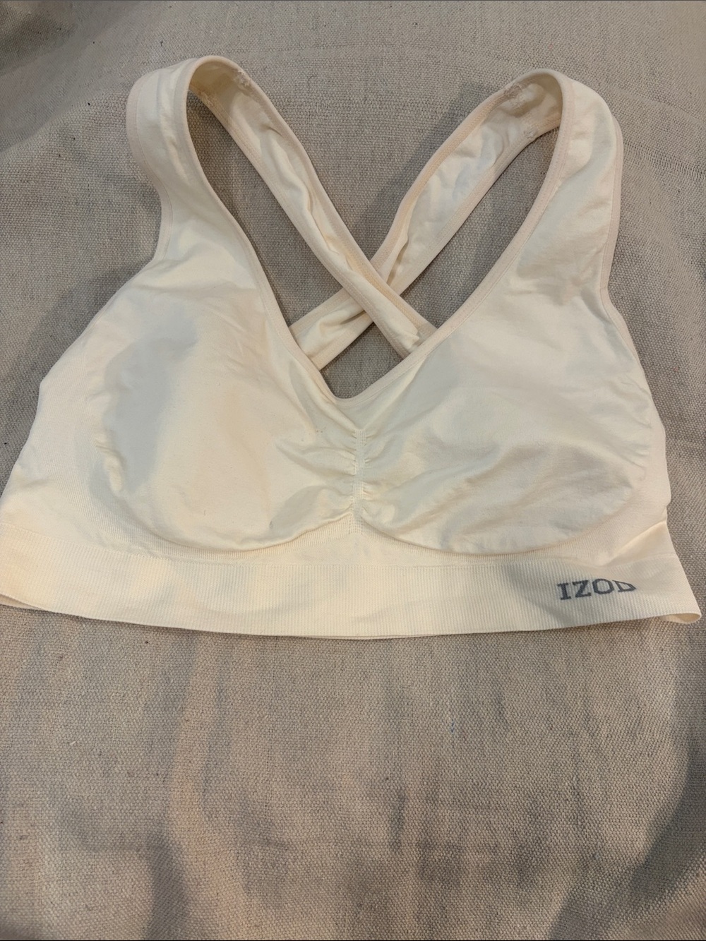 Izod Cream Wireless Cross-Back Sports Bra